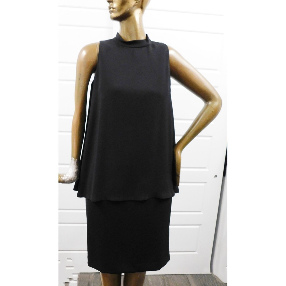 Lafayette 148 New York Sleeveless 100% Silk Black Dress Lined sz 10